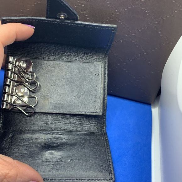 Gucci vintage black leather & Canvas key holder wallet - Picture 5 of 11